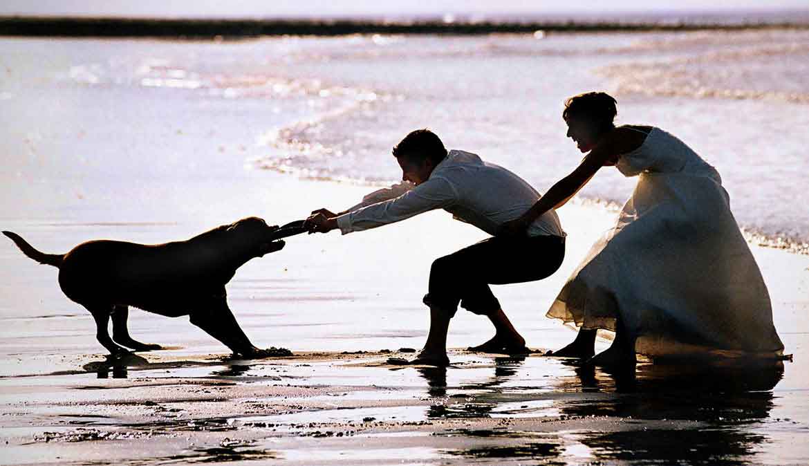 Photo de mariage originale à la mer